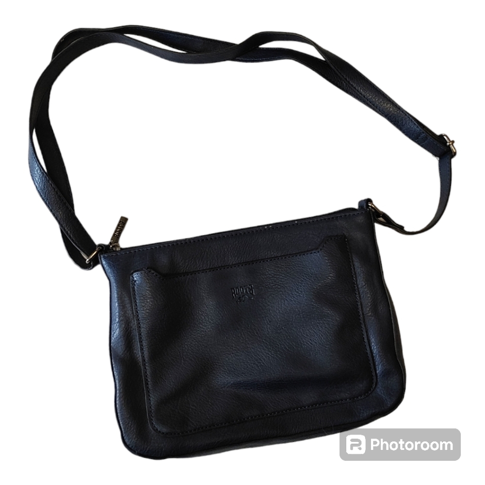 ROOTS Navy Faux Leather Crossbody Bag